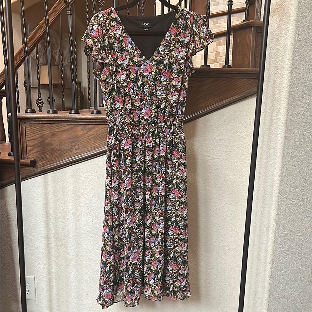 MSK Pink and Black Elastic Waist Sundress